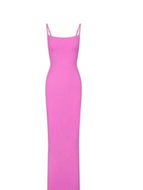 SKIMS Double-Strap Slip Maxi Dress in Hot Pink